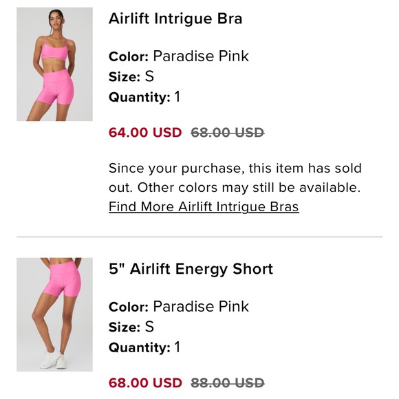 ALO Yoga Pink Women's Shorts - Picture 6 of 6